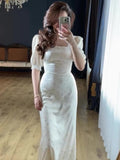 Spring Repair With Ribbon Print Gentle Fairy Lace Dress Woman