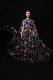 2025 Autumn New Round Collar Cloak Dress Design Waist Long Dress Dress Woman