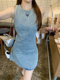 Vintage Denim Embroidered Sleeveless Vest Dress Woman's New Summer 2025 Temperament