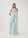 Holiday Wind Beach Beach Sling Skirt 2025 Summer New Hanging Neck Sleeveless Leaves Side Solid Dress