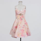Retro [Singhua Land] Holiday Wind Sling Skirt Print Sexy 2025 Folded Dress New Female New
