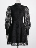 Retro Court Dress Women's Dress 2025 Early Spring New Lace Embroidery Jed Flower Collection Waist Thin Skirt