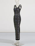 Hottie Bag Hip Dress 2025 Summer New U Collared Back With Diamond Lady Hanging Dress Dress