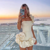 New Women's Dress Lotus Leaf Ribs Tidal Boobs