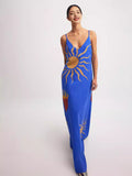 2024 New Beach Leisure Wind Depth V Sling Dress