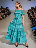 Women's Dress 2025 Spring New Women's Dress Heavy Industry Lotus Leaf Side Shoulder Lace Skirt Dress Dress Dress Dress
