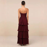 Women's New Breast-Laminated Folded Evening Dress Dress HZ0628