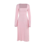 Summer 2025 New Temperament Elegant Long Sleeve Tie Strap A Swing Dress Girl DJPT