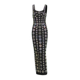 Hottie Bag Hip Dress 2025 Summer New U Collared Back With Diamond Lady Hanging Dress Dress