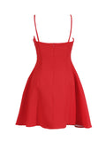 High-End Sling Dress 2025 Summer New Simple Wind Three-Dimensional Flowers Spliced Solid Color Short Skirt Woman