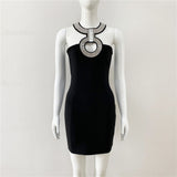 New Fashion Set Hollow Ring Bandid Tight Women's Party Sleeveless Dress