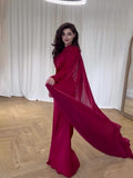 2024 Fashion Temperament Long-Sleeved Splicing Design Velvet Shawl Court Dress