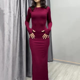 2024 Women's Fashion Sexy Tight-Groomed And Comfortable Solid Color Long Dress
