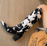 Winter New Sharp Head And Cow Hair Show Coarse And Knee Boots Women's Boots High Quality Shoes
