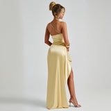 Summer New Collar Open Fork Women's Sexy Body Dressing Dress Dress HZ0628