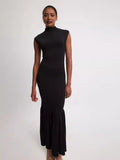 Summer New Fashion Round Collar Slim Slim Elegant Splicing Dress
