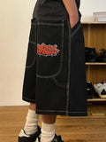 Vintage Loose Denim Shorts Men Harajuku Punk High-Waisted Denim Shorts Men's Loose Tide DJPT