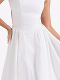 Summer Women's New French Dew Solid Color Premium Holiday Dress