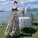 Sling Dress Summer New High-Waisted Splicing Strap Bra Dress Seaside Holiday Dress