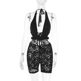 Spring 2025 New Hottie Sexy Lace Deep V Hollow Jumpsuit Women's Clothing DJPT