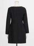 Temperament Simple Style Dress 2025 Spring And Summer New Round Collar Bow Pocket Design A-Character Dress
