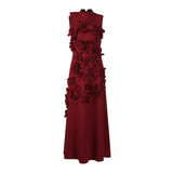 Retro-Style Niche Walking Show 2025 Summer New Round-Neck Sleeveless Design Long Three-Dimensional Floral Dress