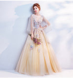 2025 New Light Gold Bride Long Sleeve Dinner Ceremony Show Show Bridesmaid Evening Dress