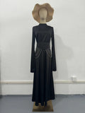 2024 New Court Feng Sleeve Dress With Half-High Collar Long-Sleeved Dress