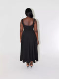 Summer New Simple Sexy Solid Color Shoulder Strap Repair Medium Long Dress