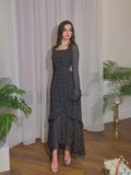 2024 New Chiffon Spot Lotus Leaf Sleeve Temperament Long Splicing Irregular Dress