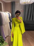 2024 New Lotus Leaf Sleeve Long Half-High Collar Design Feel Dress Temperament