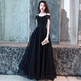 Evening Dress 2025 Spring Shoulder Birthday Dinner Party Host Art Examination Dress Woman