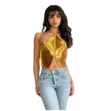 Oh Sexy Out-Shoulder Sling Small Vest Irregular Tuxedo Hanging Neck Top