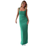 2025 New Solid Color Sleeveless Sleeveless Lifting Backpacks T-Shirt Dress