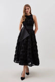 Summer New Round-Neck Sleeveless Three-Dimensional Flower Belt To Receive Long-Term Dress Women