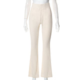 Women's Clothing 2025 Autumn New High-Rise Repair Micro-Horn Leisure Trousers DJPT