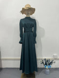 Long-Sleeved Waist-Bubble Sleeves In Autumn And Pure-Colored Fairy-Winding Dress
