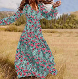And Winter Explosion Chiffon Dress Female V-Neck Large Pendant High-End Explosive Temperament Leisure DJPT