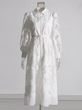 Annual Meeting Small Dress Famous Wind 2025 Summer New Collar Long Sleeves Waist Design Embroidered Women's Dress