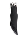 Babes Dress 2025 Spring New Heavy Industry Diamond Slings Irregular Lotus Edges Hip Dress Girl