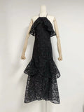 Model 2025 Summer New Sexy Tight Dress Body Body To Collect Waist Hollow Long Dress Woman