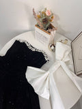 Shooting Autumn And Winter New Bow Bow Heavy Industry Star Flash Drill Chest Thin Waist Fluffy Velvet Dress HZ0628