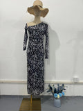 2024 New Leopard-Print Twilled Long-Sleeved Long Temperament Dress Woman