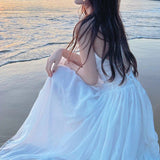 Tourism Photo Clothes Women's Seaside Resort Beach Dress Super Fairy White Bare Back Hanging Dress Fairy Dress