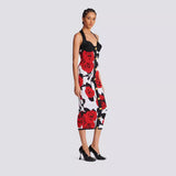 New Small Fragrant Rose Jabreeze Knitted Banda Skirt Sexy Hanging Neck Gold Buckle Elastic Dress
