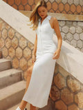 Summer Women's New Temperament Flip-Flops Sexy Solid Dress