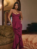 Autumn And Winter Women's New Temperament Sexy Bareback Mesh Sling Dress Solid Color Dress HZ0628