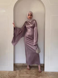 2024 New Waist-Skinny Trumpet Sleeve Solid Color Temperament Dress Woman