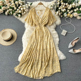 Vacation Dress Summer 2025 New Sexy V To Receive Long-Lost Lanky Chopped Beach Skirt DJPT