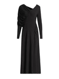 Temperament Commuting Style Dress 2025 Spring New V Collar Folded Asymmetric Waist Long Dress